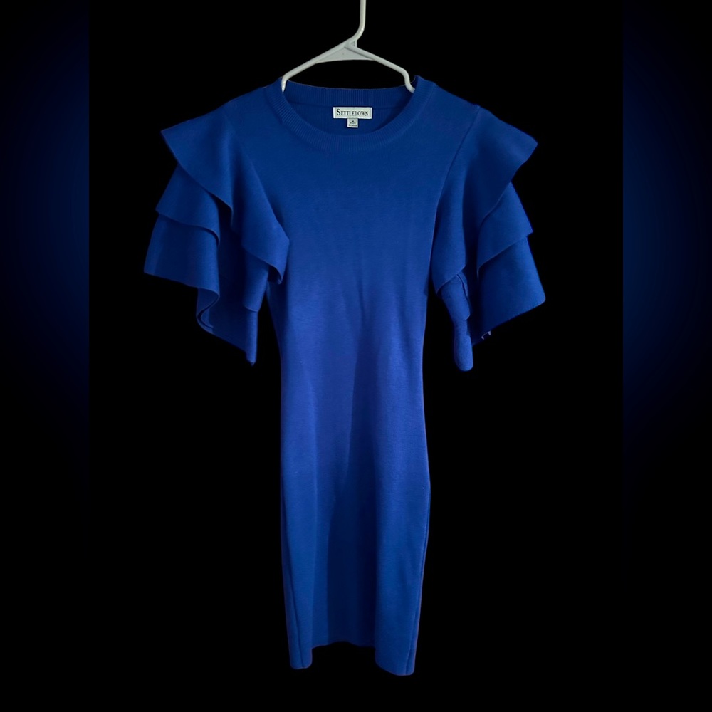 Royal Blue Knit Mini Dress spandex size medium